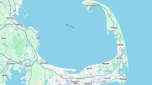 Map of Cape Cod deck building service area covered by FF CRPNTRY